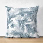 - Suet-K-8651-Gorsel1 - Realhomes Çift Taraflı Beyaz Zemin Üzerinde Renkli Çam Yaprağı Desenli Modern Süet Yastık Kırlent Kılıfı Realhomes