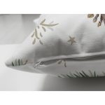 Çift Taraflı Beyaz Zeminli Çam Yaprağı Desenli Dijital Baskılı Modern Süet Yastık Kırlent Kılıfı Realhomes