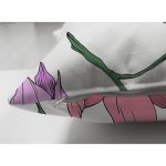 Çift Taraflı Beyaz Zemin Üzerinde Rengarenk Çiçek Desenli Süet Yastık Kırlent Kılıfı Realhomes