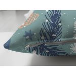 Çift Taraflı Renkli Zemin Üzerinde Çam Yaprağı Desenli Kartanesi Motifli Süet Yastık Kırlent Kılıfı Realhomes