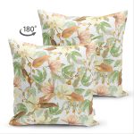 Çift Taraflı Beyaz Zeminli Sonbahar Yaprak Desenli Dijital Baskılı Modern Süet Yastık Kırlent Kılıfı Realhomes