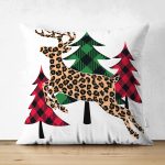 - Suet-K-8661-Gorsel1 - Realhomes Çift Taraflı Beyaz Zemin Üzerinde Ekoseli Çamağacı Desenli Dijital Baskılı Modern Süet Yastık Kılıfı Realhomes