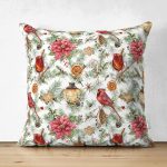 - Suet-K-8666-Gorsel1 - Realhomes Çift Taraflı Beyaz Zemin Üzerinde Çiçek Desenli Dijital Baskılı Modern Süet Yastık Kırlent Kılıfı Realhomes