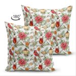 - Suet-K-8666-Gorsel2 - Realhomes Çift Taraflı Beyaz Zemin Üzerinde Çiçek Desenli Dijital Baskılı Modern Süet Yastık Kırlent Kılıfı Realhomes