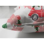 Çift Taraflı Beyaz Zemin Üzerinde Yılbaşı Desenli Kırmızı Tostos Süet Yastık Kırlent Kılıfı Realhomes