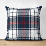 - Suet-K-8669-Gorsel1 - Realhomes Çift Taraflı Beyaz Zemin Üzerinde Renkli Ekose Desenli Süet Yastık Kırlent Kılıfı Realhomes