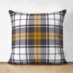 Çift Taraflı Beyaz Zemin Üzerinde Renkli Ekose Desenli Süet Yastık Kırlent Kılıfı Realhomes