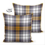 Çift Taraflı Beyaz Zemin Üzerinde Renkli Ekose Desenli Süet Yastık Kırlent Kılıfı Realhomes