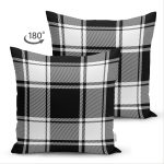 - Suet-K-8673-Gorsel2 - Realhomes  Çift Taraflı Beyaz Zeminli Siyah Ekose Desenli Dijital Baskılı Modern Süet Yastık Kırlent Kılıfı Realhomes