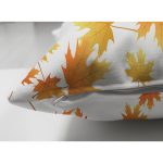 Çift Taraflı Beyaz Zeminli Sonbahar Yaprak Desenli Dijital Baskılı Modern Süet Yastık Kırlent Kılıfı Realhomes