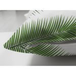 Çift Taraflı Beyaz Zemin Üzerinde Yeşil İnce Yaprak Desenli Modern Süet Yastık Kırlent Kılıfı Realhomes