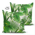 Çift Taraflı Beyaz Zemin Üzerinde Yeşil Yaprak Desenli Süet Yastık Kırlent Kılıfı Realhomes