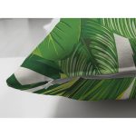 Çift Taraflı Beyaz Zemin Üzerinde Yeşil Yaprak Desenli Süet Yastık Kırlent Kılıfı Realhomes