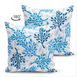 - Suet-K-8682-Gorsel2 - Realhomes Çift Taraflı Beyaz Zeminli Mavi Renkli Deniz Otu Dijital Baskılı Modern Süet Yastık Kırlent Kılıfı Realhomes