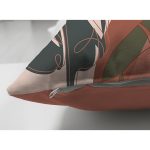 Çift Taraflı Pastel Zemin Üzerinde Onedraw Çizimli Yaprak Desenli Süet Yastık Kırlent Kılıfı Realhomes