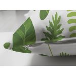 Çift Taraflı Beyaz Zemin Üzerinde Yeşil Yaprak Desenli Süet Yastık Kırlent Kılıfı Realhomes