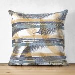 Çift Taraflı Beyaz Zeminli Renkli Yaprak Desenli Dijital Baskılı Modern Süet Yastık Kırlent Kılıfı Realhomes