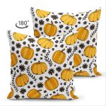 - Suet-K-8686-Gorsel2 - Realhomes Çift Taraflı Beyaz Zemin Üzerinde Renkli Balkabağı Desenli Dijital Baskılı Modern Süet Yastık Kılıfı Realhomes