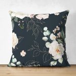 - Suet-K-8687-Gorsel1 - Realhomes Çift Taraflı Rengarenk Zemin Üzerinde Beyaz Çiçek Desenli Süet Yastık Kırlent Kılıfı Realhomes