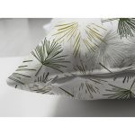 Çift Taraflı Beyaz Zemin Üzerinde Yeşil Çamağacı Yaprak Desenli Modern Süet Yastık Kırlent Kılıfı Realhomes