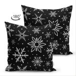 - Suet-K-8691-Gorsel2 - Realhomes  Çift Taraflı Siyah Zeminli Beyaz Kartanesi Desenli Dijital Baskılı Modern Süet Yastık Kırlent Kılıfı Realhomes