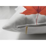 Çift Taraflı Beyaz Zeminli Sonbahar Yaprak Desenli Dijital Baskılı Modern Süet Yastık Kırlent Kılıfı Realhomes