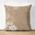 Çift Taraflı Pastel Zemin Üzerinde Beyaz Çiçek Desenli Süet Yastık Kırlent Kılıfı Realhomes