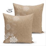 Çift Taraflı Pastel Zemin Üzerinde Beyaz Çiçek Desenli Süet Yastık Kırlent Kılıfı Realhomes