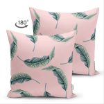 - Suet-K-8699-Gorsel2 - Realhomes Çift Taraflı Pastel Zeminli Yeşil Yaprak Desenli Dijital Baskılı Modern Süet Yastık Kırlent Kılıfı Realhomes