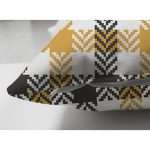 Çift Taraflı Beyaz Zemin Üzerinde Siyah Sarı Ekose Desenli Dijital Baskılı Modern Süet Yastık Kılıfı Realhomes