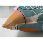 Çift Taraflı Renkli Zemin Üzerinde Onedraw Çizimli Yaprak Desenli Süet Yastık Kırlent Kılıfı Realhomes