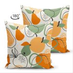 Çift Taraflı Renkli Zemin Üzerinde Onedraw Çizimki Meyva Desenli Süet Yastık Kırlent Kılıfı Realhomes