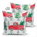 - Suet-K-8703-Gorsel2 - Realhomes Çift Taraflı Beyaz Zemin Üzerinde Çamağacı Desenli Dijital Baskılı Modern Süet Yastık Kırlent Kılıfı Realhomes