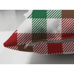 - Suet-K-8707-Gorsel3 - Realhomes Çift Taraflı Beyaz Zemin Üzerinde Bordo Ve Yeşil Ekose Desenli Modern Süet Yastık Kırlent Kılıfı Realhomes