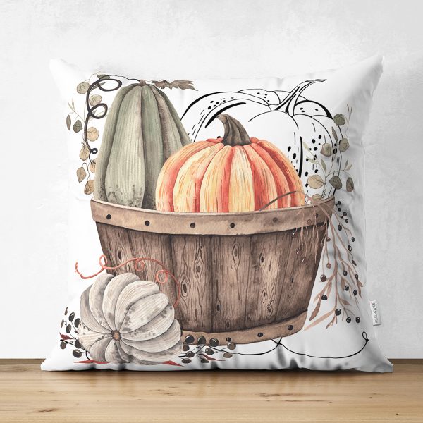 Çift Taraflı Renkli Zemin Üzerinde Onedraw Çizimli Yaprak Desenli Süet Yastık Kırlent Kılıfı Realhomes