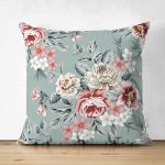 Çift Taraflı Rengarenk Zemin Üzerinde Çiçek Desenli Dijital Baskılı Modern Süet Yastık Kırlent Kılıfı Realhomes