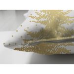 Çift Taraflı Beyaz Zemin Üzerinde Gold Renkli Çam Ağacı Desenli Modern Süet Yastık Kırlent Kılıfı Realhomes