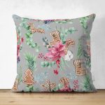 Çift Taraflı Pastel Zeminli Yılbaşı Çorabı Desenli Dijital Baskılı Modern Süet Yastık Kırlent Kılıfı Realhomes