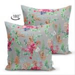 Çift Taraflı Pastel Zeminli Yılbaşı Çorabı Desenli Dijital Baskılı Modern Süet Yastık Kırlent Kılıfı Realhomes