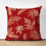 Çift Taraflı Renkli Zemin Üzerinde Yaprak Desenli Dijital Baskılı Modern Süet Yastık Kırlent Kılıfı Realhomes