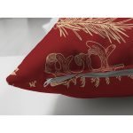 Çift Taraflı Renkli Zemin Üzerinde Yaprak Desenli Dijital Baskılı Modern Süet Yastık Kırlent Kılıfı Realhomes