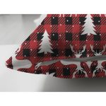 Çift Taraflı Kırmızı Ekose Desenli Geyik Motifli Dijital Baskılı Modern Süet Yastık Kırlent Kılıfı Realhomes