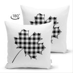 - Suet-K-8734-Gorsel2 - Realhomes Çift Taraflı Beyaz Zeminli Siyah Gri Ekose Desenli Dijital Baskılı Modern Süet Yastık Kırlent Kılıfı Realhomes