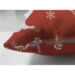 Çift Taraflı Kırmızı Zemin Üzerinde Geyik Desenli Dijital Baskılı Modern Süet Yastık Kırlent Kılıfı Realhomes