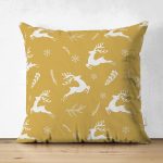 - Suet-K-8737-Gorsel1 - Realhomes Çift Taraflı Renkli Zemin Üzerinde Geyik Desenli Dijital Baskılı Modern Süet Yastık Kırlent Kılıfı Realhomes