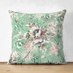 Çift Taraflı Rengarenk Zemin Üzerinde Çiçek Motifli Dijital Baskılı Modern Süet Yastık Kırlent Kılıfı Realhomes