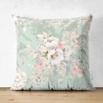 Çift Taraflı Rengarenk Zemin Üzerinde Çiçek Motifli Dijital Baskılı Modern Süet Yastık Kırlent Kılıfı Realhomes
