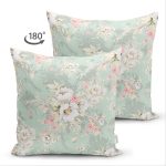 Çift Taraflı Rengarenk Zemin Üzerinde Çiçek Motifli Dijital Baskılı Modern Süet Yastık Kırlent Kılıfı Realhomes