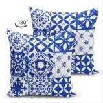 - Suet-K-8755-Gorsel2 - Realhomes Çift Taraflı Beyaz Zemin Üzerinde Çini Desenli Dijital Baskılı Modern Süet Yastık Kırlent Kılıfı Realhomes