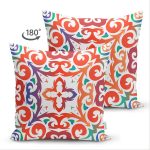 Çift Taraflı Beyaz Zemin Üzerinde Çini Desenli Dijital Baskılı Modern Süet Yastık Kırlent Kılıfı Realhomes